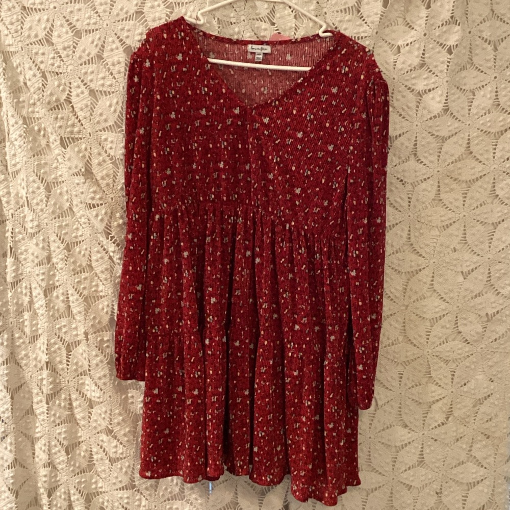 Love Fire Red Patterned Mini Dress